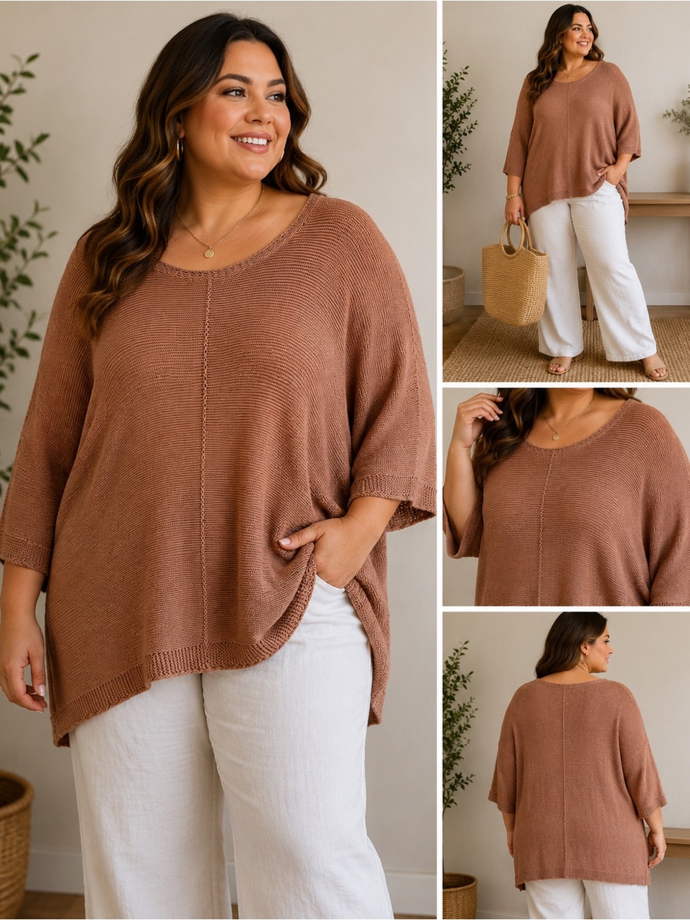 Chicos Coastal Grandmacore Oversized Knit Tunic Sweater Boho XXL Plus Size 4 E76